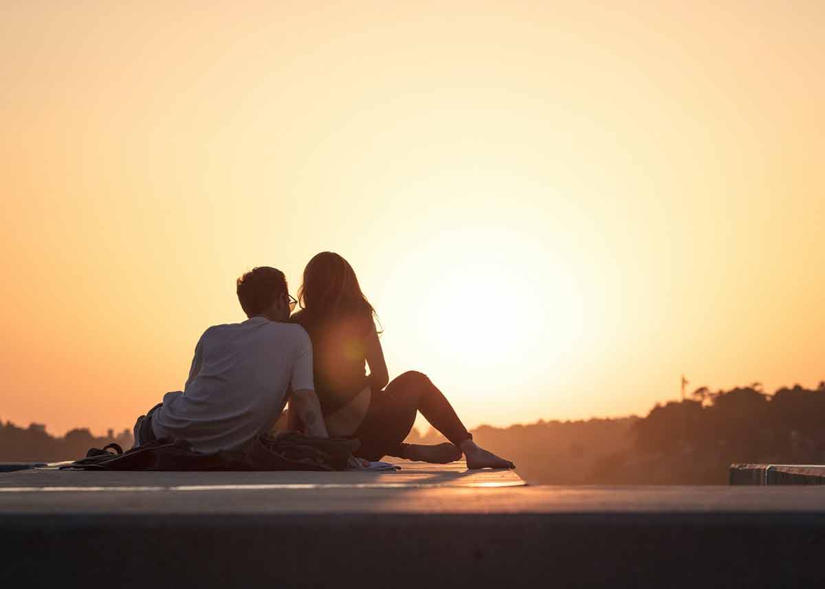 Couple watching sunset