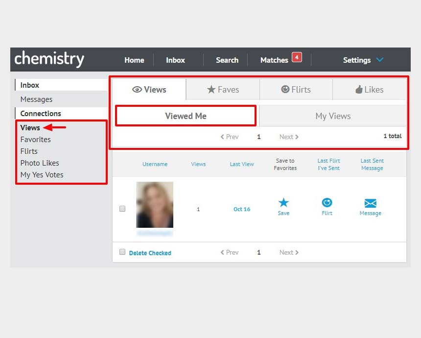 Checking who’s viewed you on Chemistry.com’s 