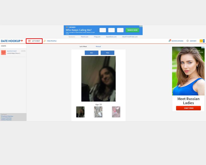 Datehookup.com’s “Let’s Meet” feature