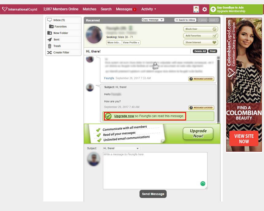 LInternationalCupid.com requiring upgrade to view messages